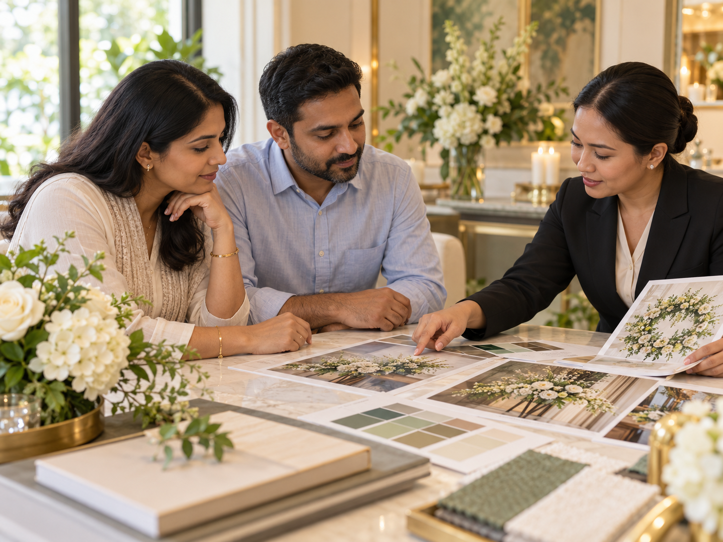 South Asian Indian family meeting with an Asian funeral professional