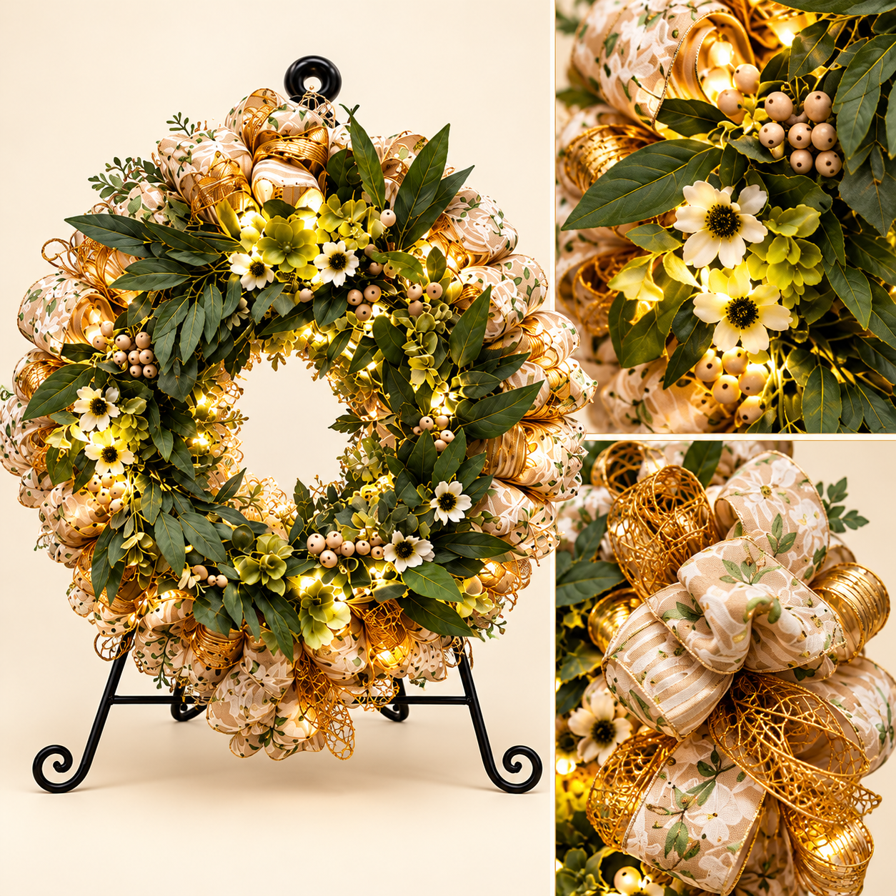 Artisanal Southern Charm lighted wreath from the Premier collection